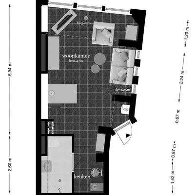 a floor plan of the proposed redevelopment of a building at Studio B in Egmond aan Zee