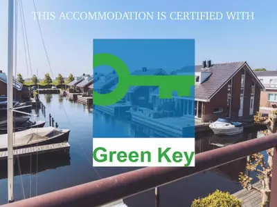 a collage of photos of a marina with the words green key at Oostergeest in Uitgeest
