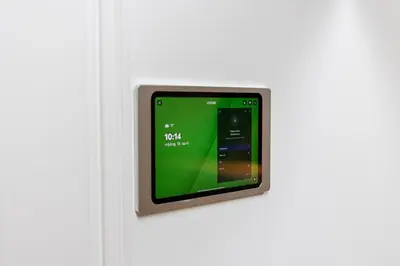 a smart door sensor is attached to a wall at Maison Hans in Loenen aan de Vecht