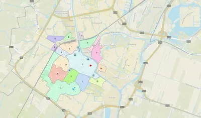 a map of a city with different colored at Stay de Laat in Alkmaar