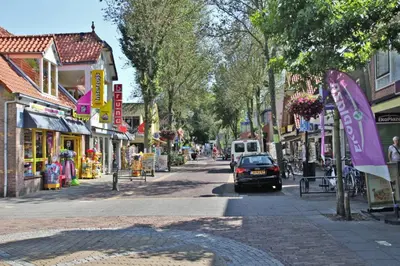 a street in a town with a car parked on the street at Villa Prinsenhof # Vierendertig in Bergen