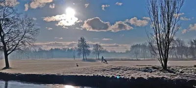 a person riding a bike in a snow covered field at Villa Prinsenhof # Vijfentwintig in Bergen